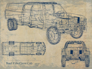 Bella Frye Vintage 2020's Truck Model Mancave Blueprint Art