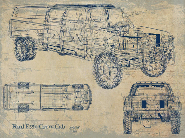 Bella Frye Vintage 2020's Truck Model Mancave Blueprint Art