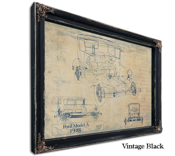 Bella Frye Vintage 1928 Ford Model A Blueprint Art: Auto Patent Print