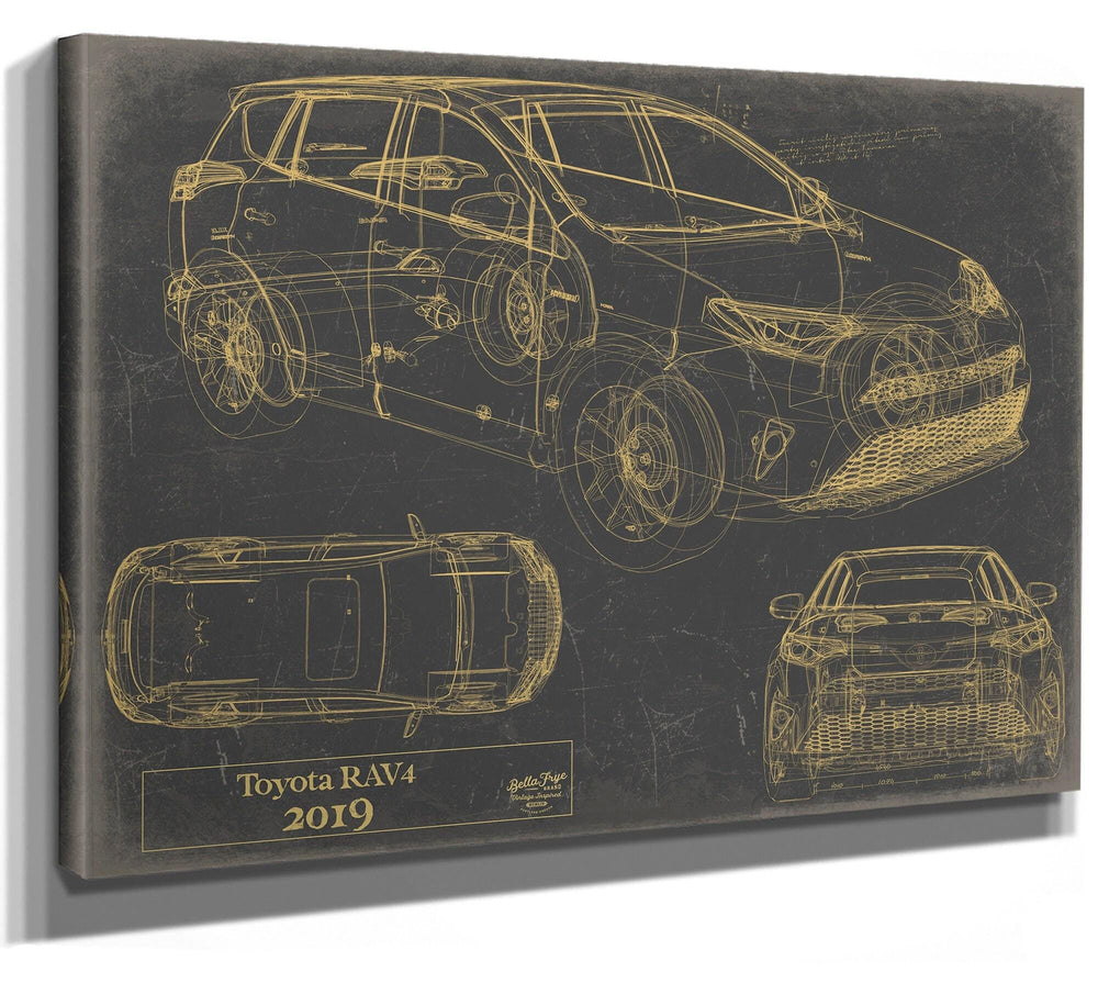 Bella Frye Vintage 2019 Car Model Canvas Print,  Original Blueprint Canvas, Framed, or Unframed Art