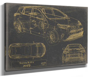 Bella Frye Vintage 2019 Car Model Canvas Print,  Original Blueprint Canvas, Framed, or Unframed Art