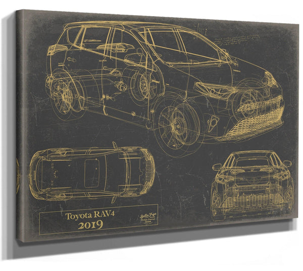 Bella Frye Vintage 2019 Car Model Canvas Print,  Original Blueprint Canvas, Framed, or Unframed Art