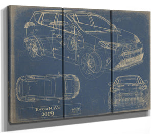 Bella Frye Vintage 2019 Car Model Canvas Print,  Original Blueprint Canvas, Framed, or Unframed Art