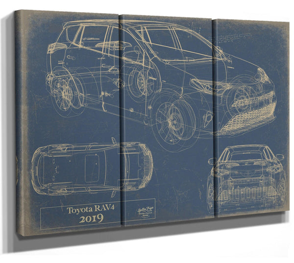 Bella Frye Vintage 2019 Car Model Canvas Print,  Original Blueprint Canvas, Framed, or Unframed Art