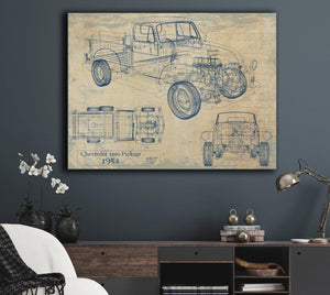 Bella Frye Vintage 1954 Chevrolet 3100 Pickup Model Mancave Blueprint Art