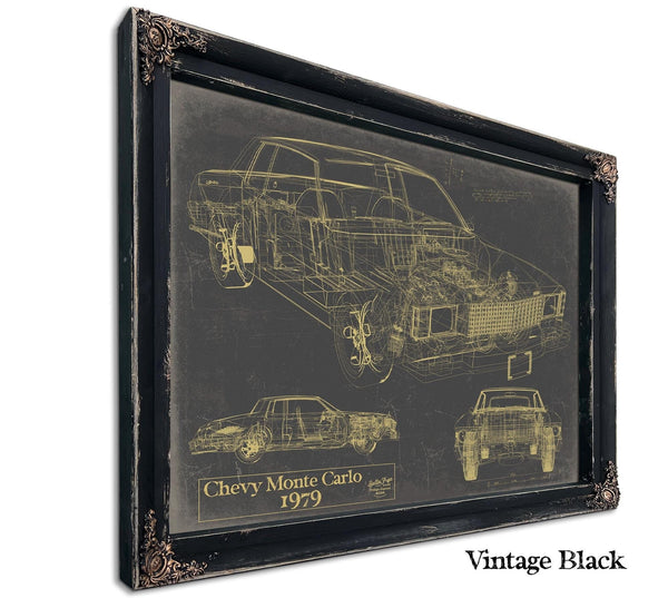 Bella Frye Vintage 1979 Chevy Monte Carlo Model Mancave Blueprint Art