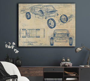 Bella Frye Vintage 1964 Chevrolet Impala SS Car Model Print,  Original Blueprint Canvas