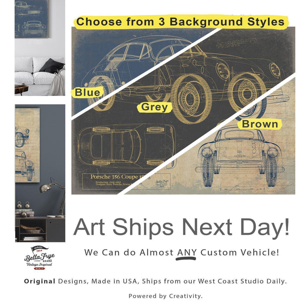 Bella Frye Vintage 1954 Chevrolet 3100 Pickup Model Mancave Blueprint Art