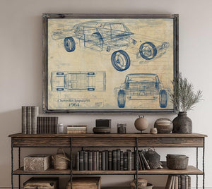 Bella Frye Vintage 1964 Chevrolet Impala SS Car Model Print,  Original Blueprint Canvas