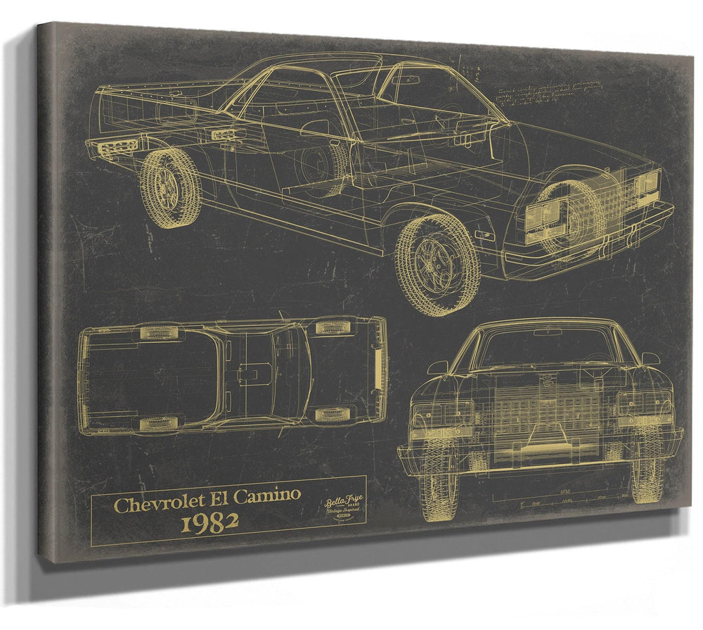 Bella Frye 1982 Chevrolet El Camino Blueprint Art: Vintage Car Model Print