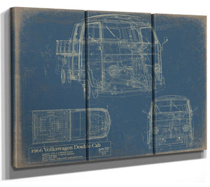 Bella Frye Vintage 1966 Double Cab Car Model Print,  Original Blueprint Canvas, Framed, or Unframed Art