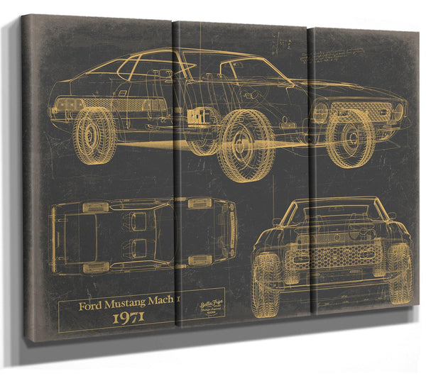 Bella Frye Vintage 1971 Car Model Print,  Original Blueprint Canvas, Framed, or Unframed Art