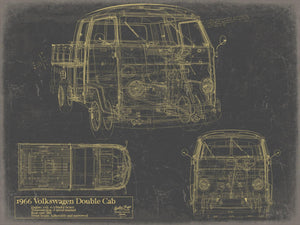 Bella Frye Vintage 1966 Double Cab Car Model Print,  Original Blueprint Canvas, Framed, or Unframed Art