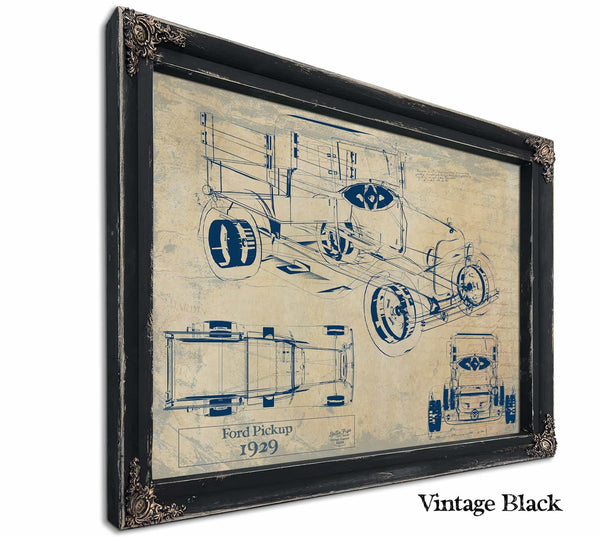Bella Frye 1929 Ford Pickup, Truck Model Mancave Blueprint Art