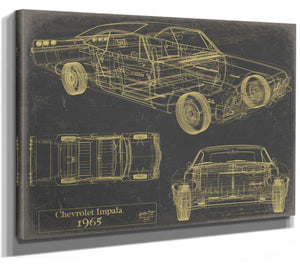 Bella Frye Vintage 1965 Chevrolet Impala Car Model Print,  Original Blueprint Canvas
