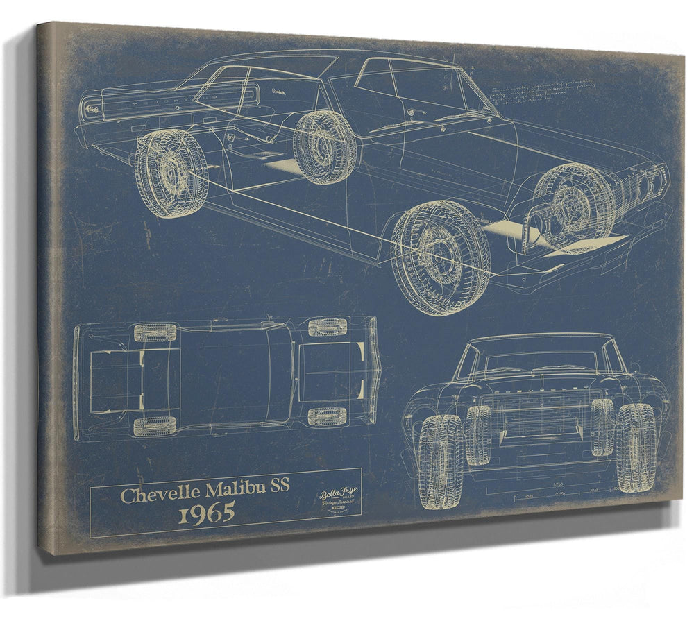 Bella Frye Vintage 1965 Chevrolet Chevelle Malibu SS Car Model Print,  Original Blueprint Canvas