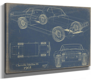 Bella Frye Vintage 1965 Chevrolet Chevelle Malibu SS Car Model Print,  Original Blueprint Canvas