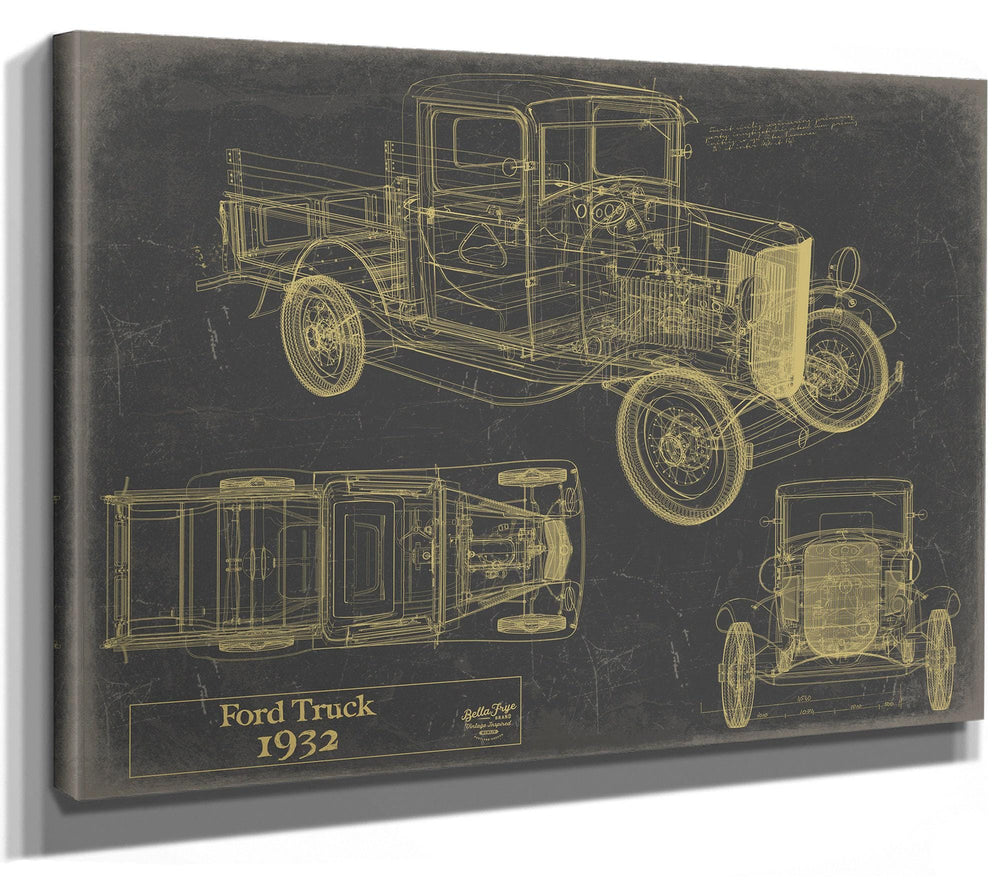 Bella Frye 1932 Ford Truck Blueprint Art: Vintage Auto Patent Print