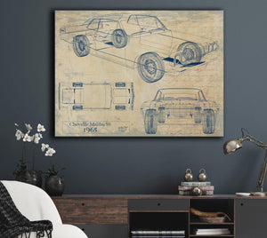 Bella Frye Vintage 1965 Chevrolet Chevelle Malibu SS Car Model Print,  Original Blueprint Canvas