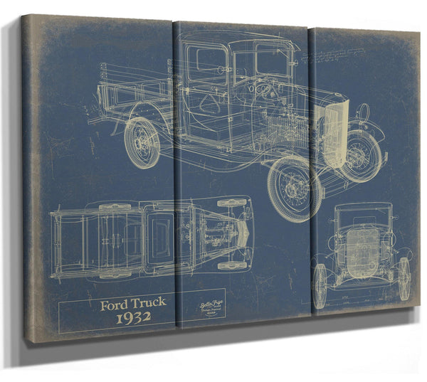Bella Frye 1932 Ford Truck Blueprint Art: Vintage Auto Patent Print