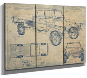 Bella Frye 1978 Ford F150 Truck Model Mancave Blueprint Art