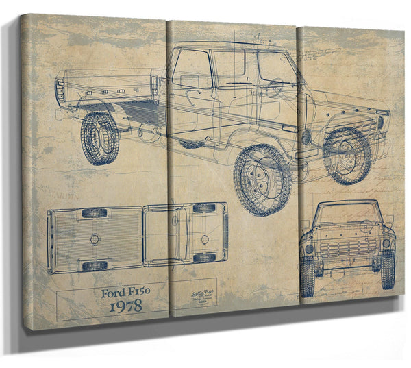 Bella Frye 1978 Ford F150 Truck Model Mancave Blueprint Art