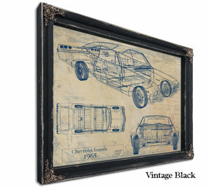 Bella Frye Vintage 1965 Chevrolet Impala Car Model Print,  Original Blueprint Canvas