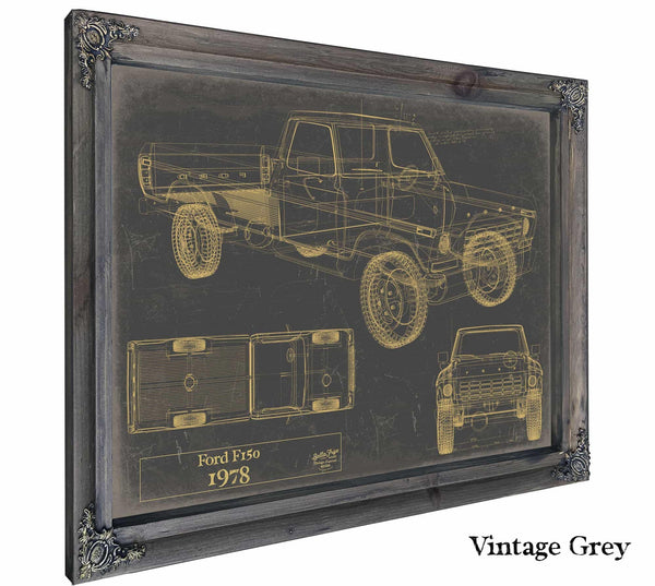 Bella Frye 1978 Ford F150 Truck Model Mancave Blueprint Art