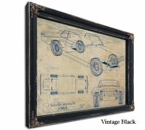 Bella Frye Vintage 1965 Chevrolet Chevelle Malibu SS Car Model Print,  Original Blueprint Canvas