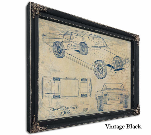 Bella Frye Vintage 1965 Chevrolet Chevelle Malibu SS Car Model Print,  Original Blueprint Canvas