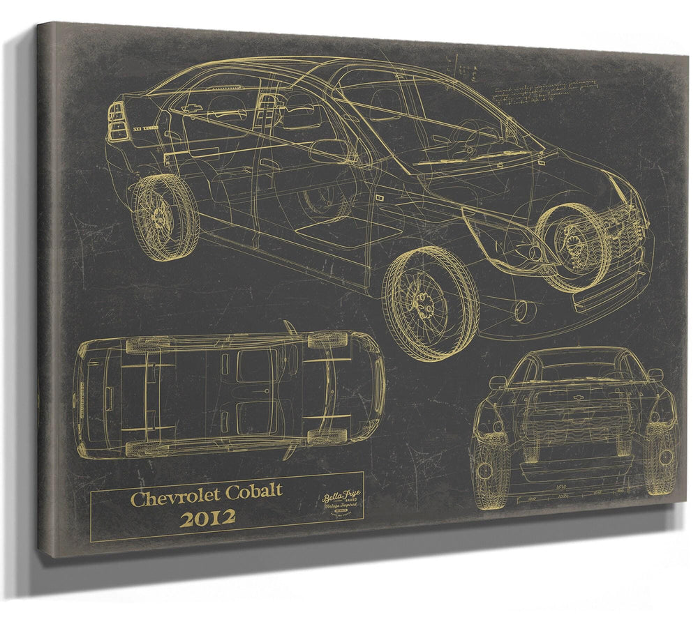 Bella Frye Vintage 2012 Chevrolet Cobalt Car Model Print,  Original Blueprint Canvas, Framed, or Unframed Art
