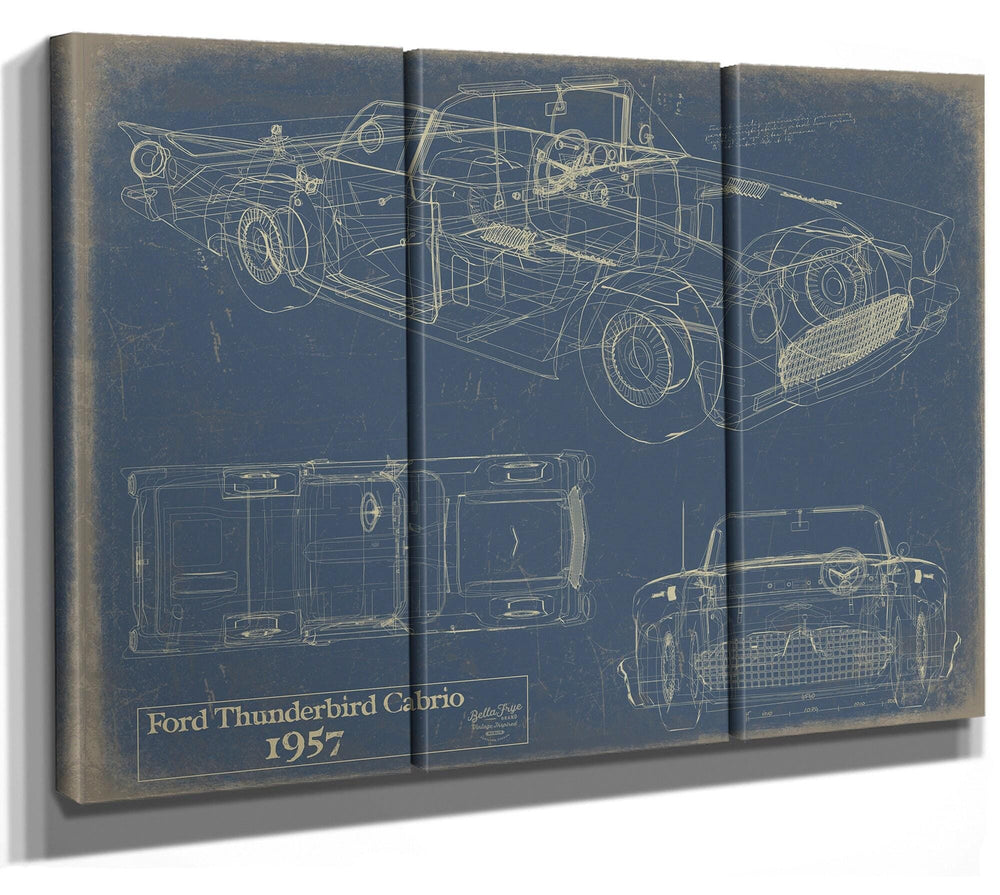Bella Frye Vintage 1957 Ford Thunderbird Cabrio Vehicle Patent Art - Gifts for Dad - Original Vehicle Print