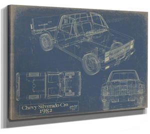 Bella Frye 1982 Chevy Silverado C10 Blueprint Art: Vintage Car Model Print