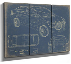 Bella Frye Vintage 2012 Chevrolet Cobalt Car Model Print,  Original Blueprint Canvas, Framed, or Unframed Art