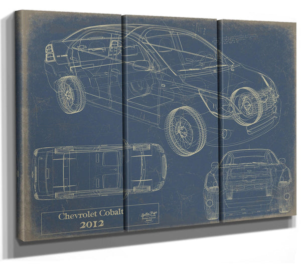 Bella Frye Vintage 2012 Chevrolet Cobalt Car Model Print,  Original Blueprint Canvas, Framed, or Unframed Art