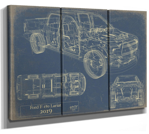 Bella Frye 2019 Ford F-150 Lariat Blueprint Art: Automotive Canvas Print