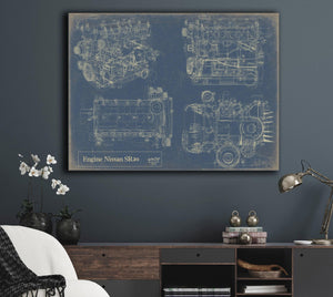 Bella Frye Vintage Engine SR20 Print,  Original Blueprint Canvas
