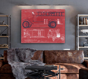 Bella Frye Ford Model T Fire Truck Blueprint: Vintage Automotive Wall Art