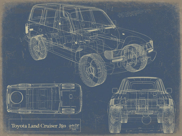 Bella Frye Vintage 1980s Car Model Print,  Original Blueprint Canvas, Framed, or Unframed Art