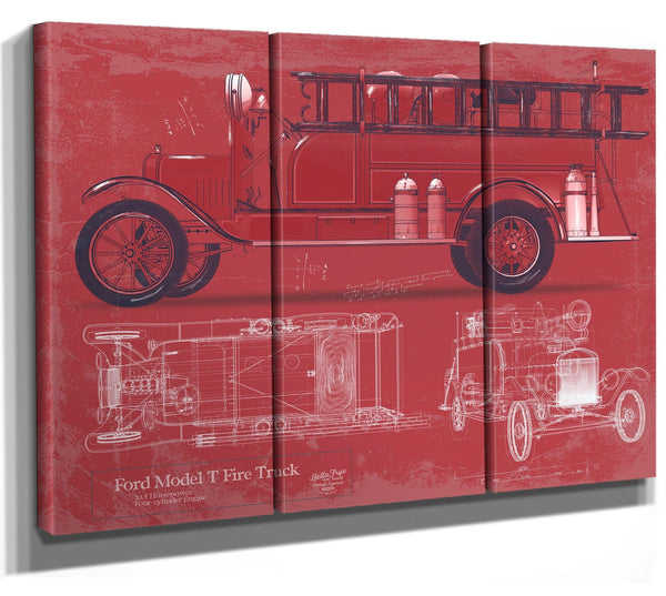 Bella Frye Ford Model T Fire Truck Blueprint: Vintage Automotive Wall Art