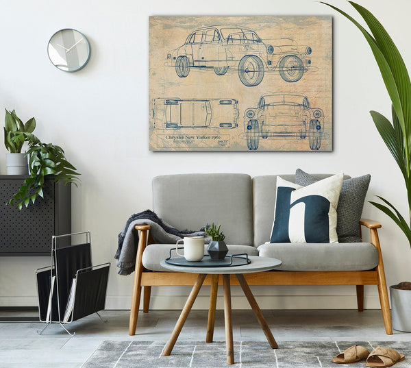 Bella Frye Vintage 1950 New York Car Blueprint - Gifts for Dad  - Original Vehicle Print
