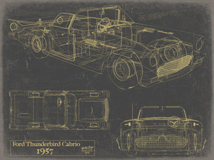 Bella Frye Vintage 1957 Ford Thunderbird Cabrio Vehicle Patent Art - Gifts for Dad - Original Vehicle Print