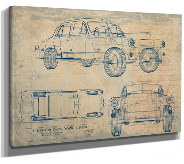 Bella Frye Vintage 1950 New York Car Blueprint - Gifts for Dad  - Original Vehicle Print