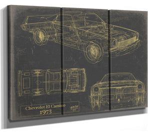 Bella Frye 1973 Chevrolet El Camino Blueprint Art: Vintage Car Model Print