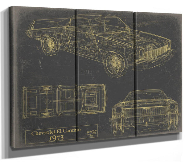 Bella Frye 1973 Chevrolet El Camino Blueprint Art: Vintage Car Model Print