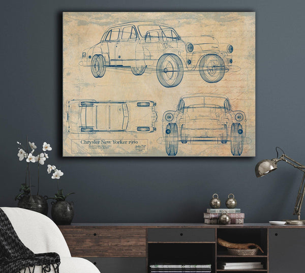 Bella Frye Vintage 1950 New York Car Blueprint - Gifts for Dad  - Original Vehicle Print