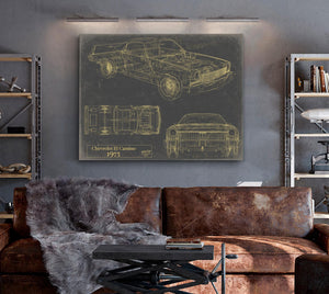 Bella Frye 1973 Chevrolet El Camino Blueprint Art: Vintage Car Model Print