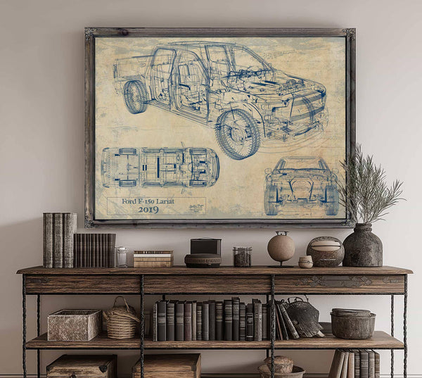 Bella Frye 2019 Ford F-150 Lariat Blueprint Art: Automotive Canvas Print