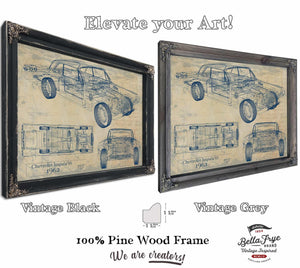 Bella Frye Vintage 1962 Chevrolet Impala SS Car Model Print,  Original Blueprint Canvas