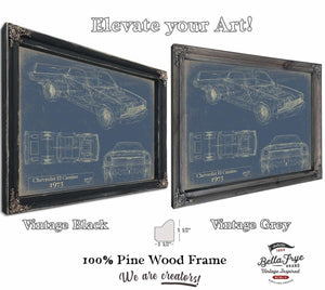 Bella Frye 1973 Chevrolet El Camino Blueprint Art: Vintage Car Model Print